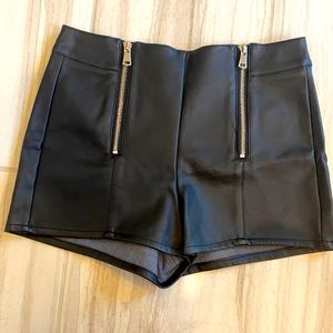 High Waisted Faux Leather Shorts